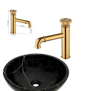 Homary Gold Brass Bathroom Faucet Basin Mixer Tap Hot Cold Water Tap Deck Mount